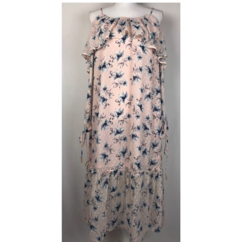 Moon River Cold Shoulder Floral Print Pink Dress - Picture 3 of 8